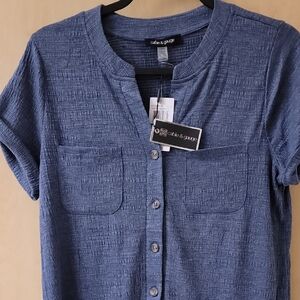 Cable & Gauge Blue Casual Button Down Shirt